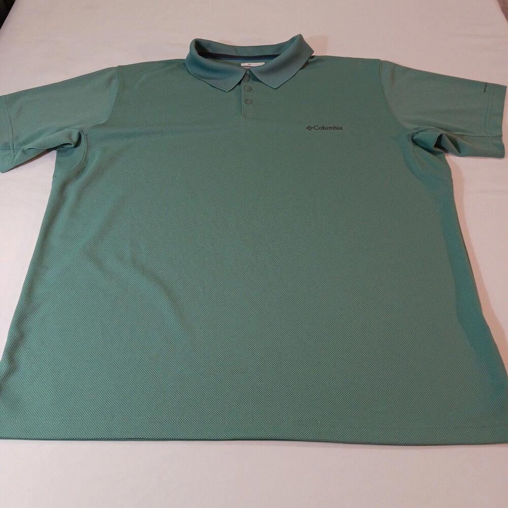 Columbia Omni-Shade Men's Light Turquoise Polo Shirt Short Sleeve Size 2XL